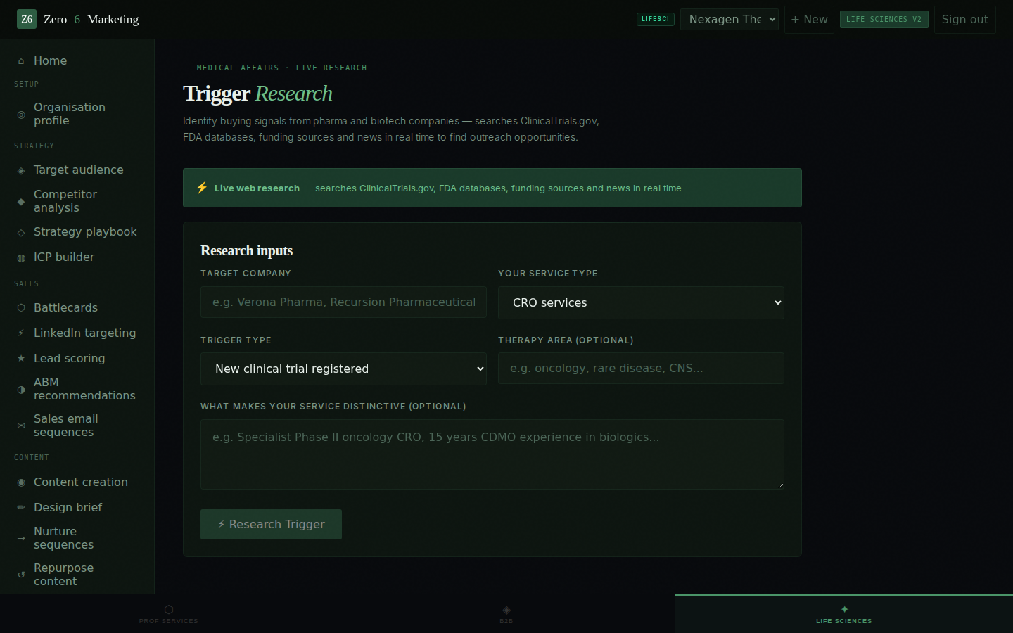 Trigger Research — AI-assisted BD intelligence