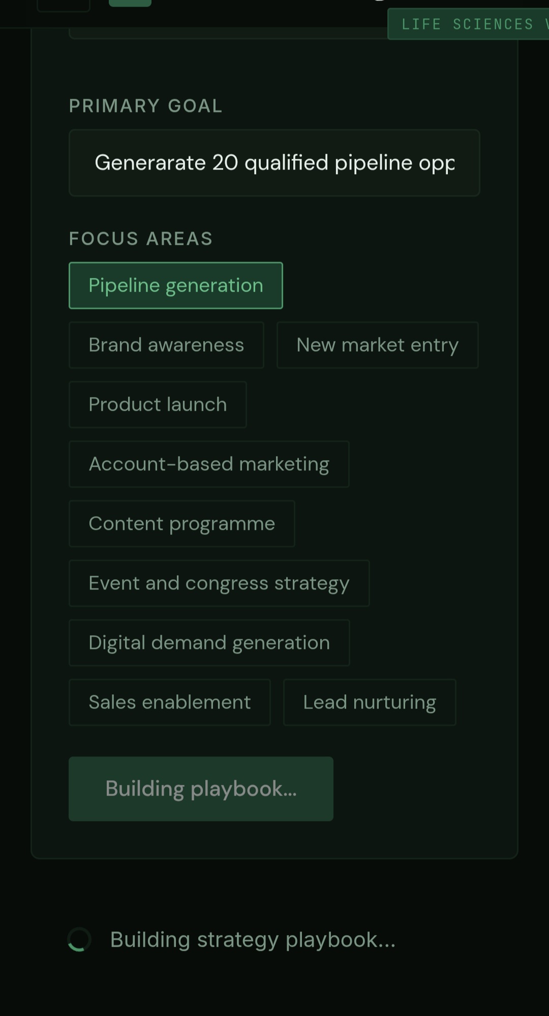 Zero6 AI agent building a life sciences strategy playbook